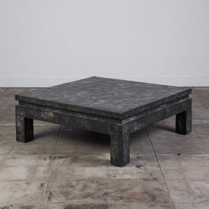 ON HOLD ** Square Coffee Table with Copper Patchwork Finish by Maitland-Smith