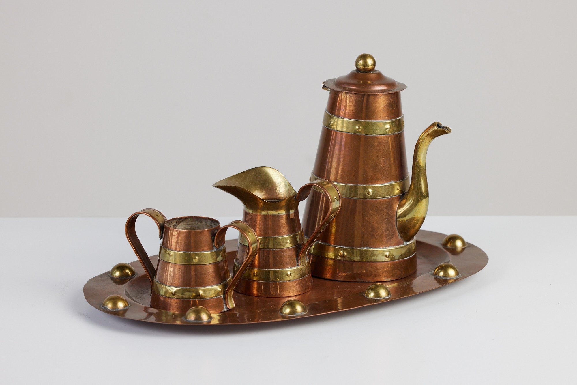 R. Martinez Mexican Brass & Copper Tea Service Set
