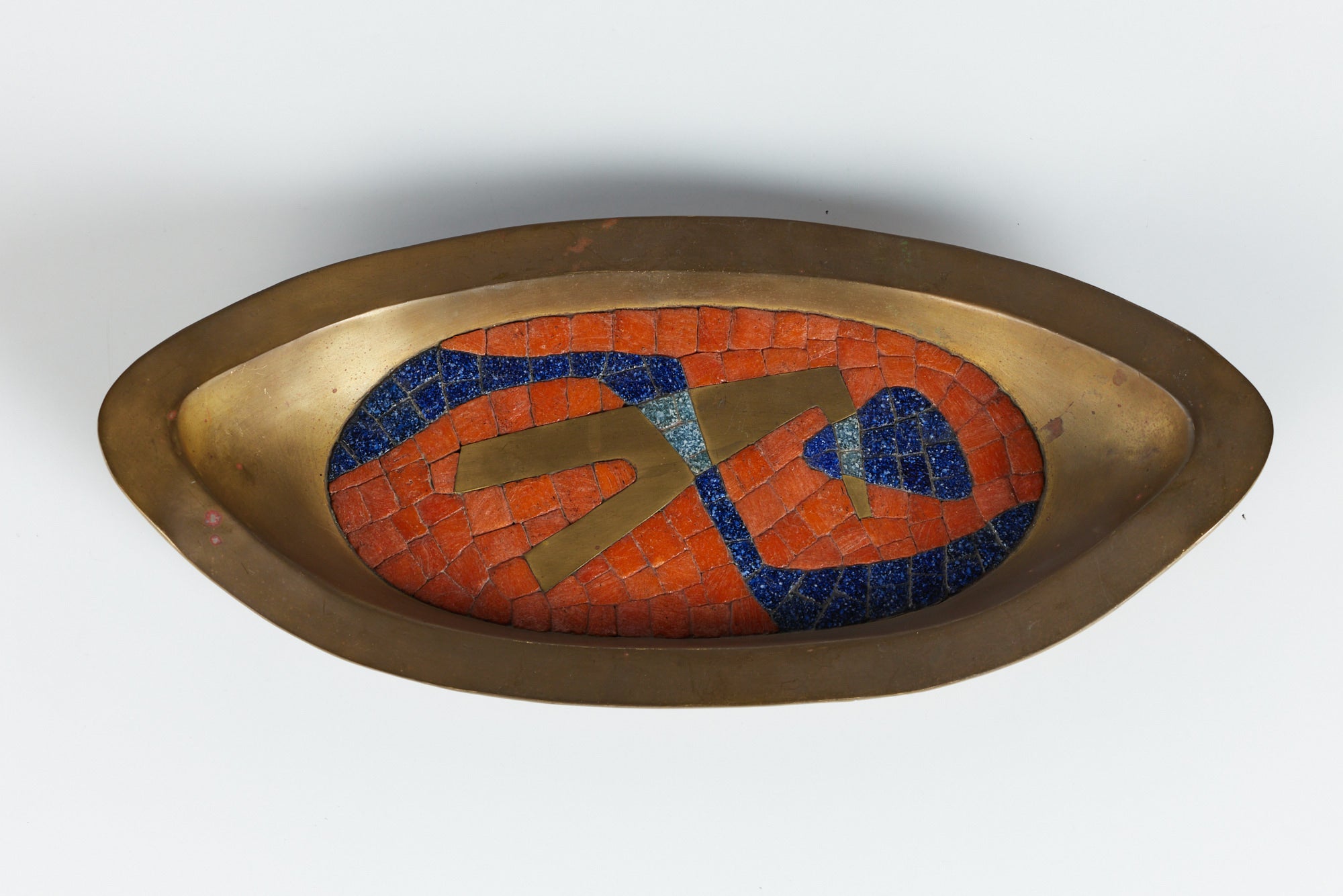 ON HOLD ** Salvador Teran Style Brass and Mosaic Tile Catchall