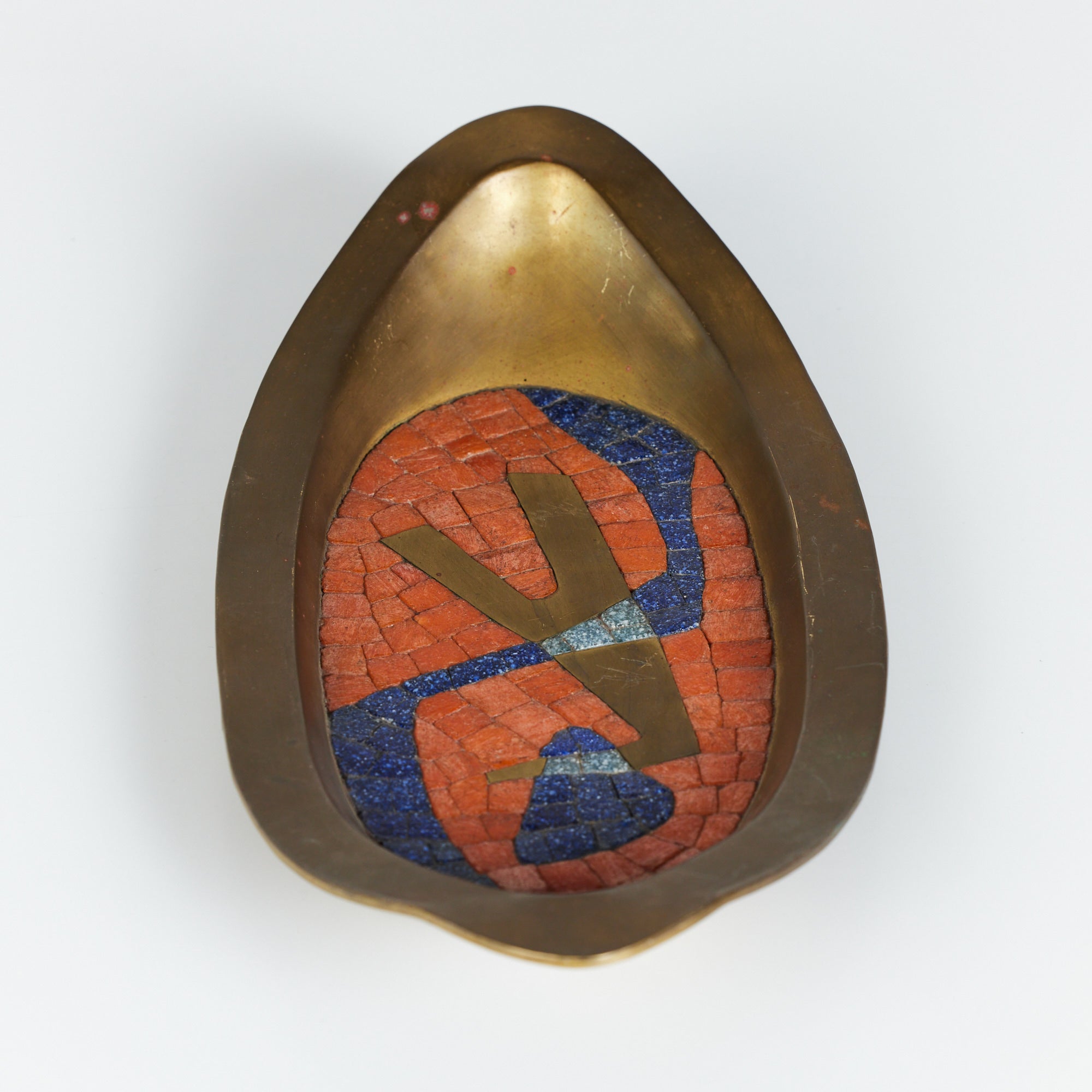ON HOLD ** Salvador Teran Style Brass and Mosaic Tile Catchall
