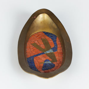 ON HOLD ** Salvador Teran Style Brass and Mosaic Tile Catchall