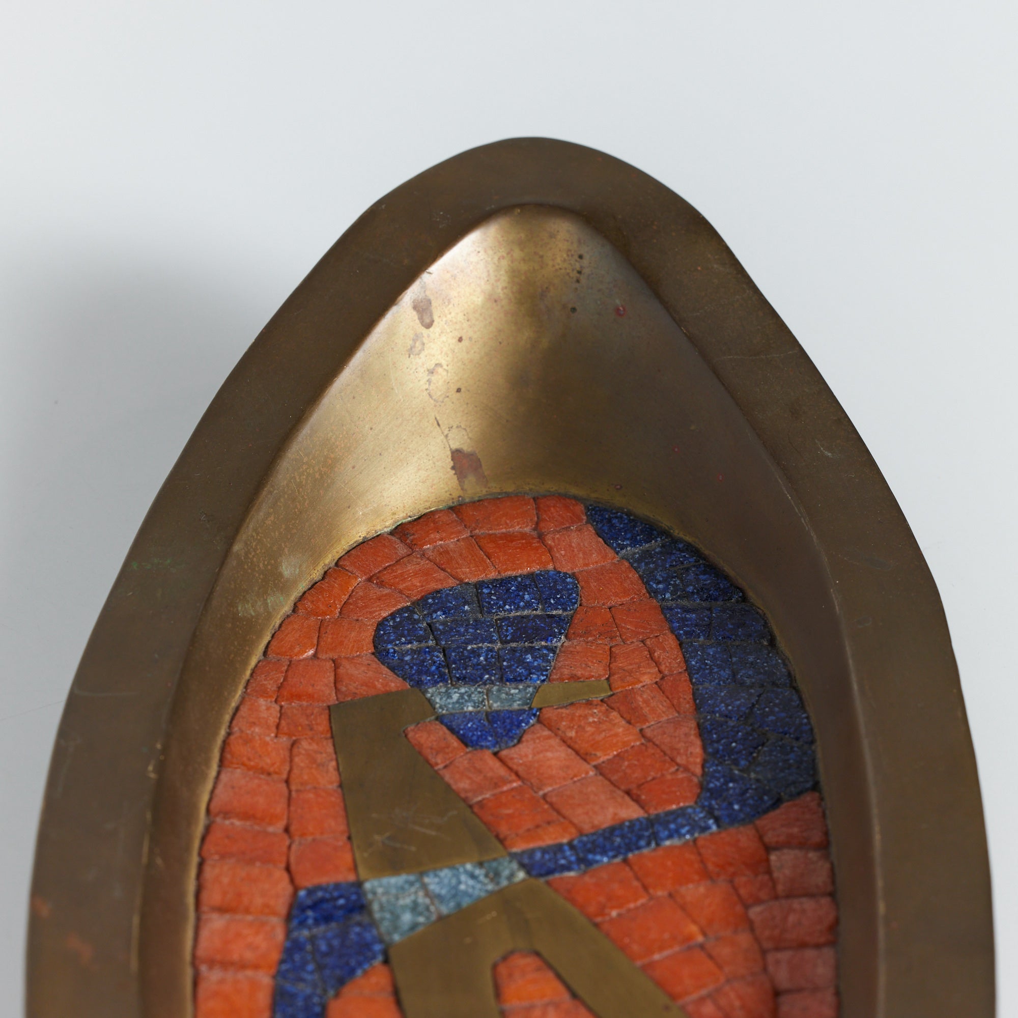 ON HOLD ** Salvador Teran Style Brass and Mosaic Tile Catchall