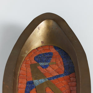 Salvador Teran Style Brass and Mosaic Tile Catchall