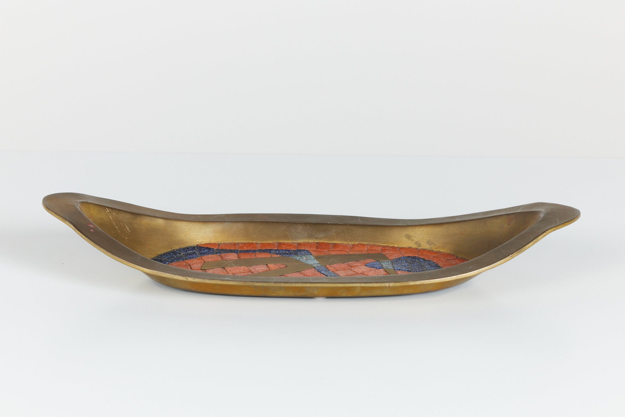 ON HOLD ** Salvador Teran Style Brass and Mosaic Tile Catchall