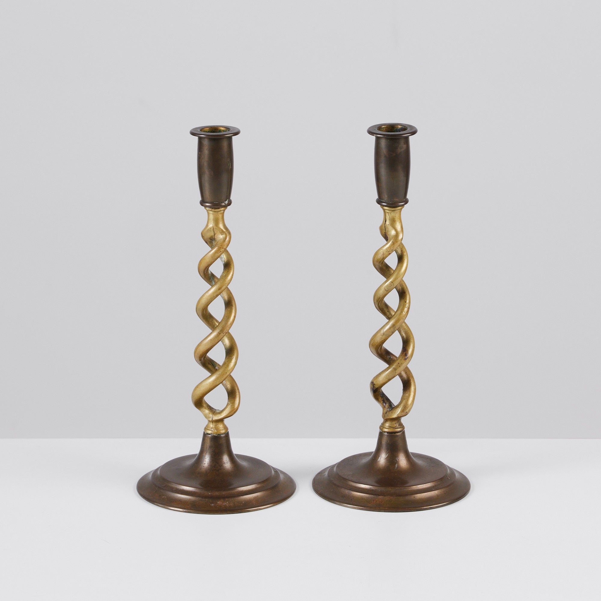 Pair of Brass Barley Twist Candlesticks by Peerage