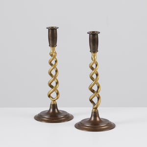 Pair of Brass Barley Twist Candlesticks by Peerage