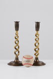 Pair of Brass Barley Twist Candlesticks by Peerage