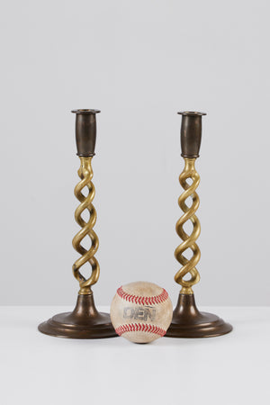 Pair of Brass Barley Twist Candlesticks by Peerage