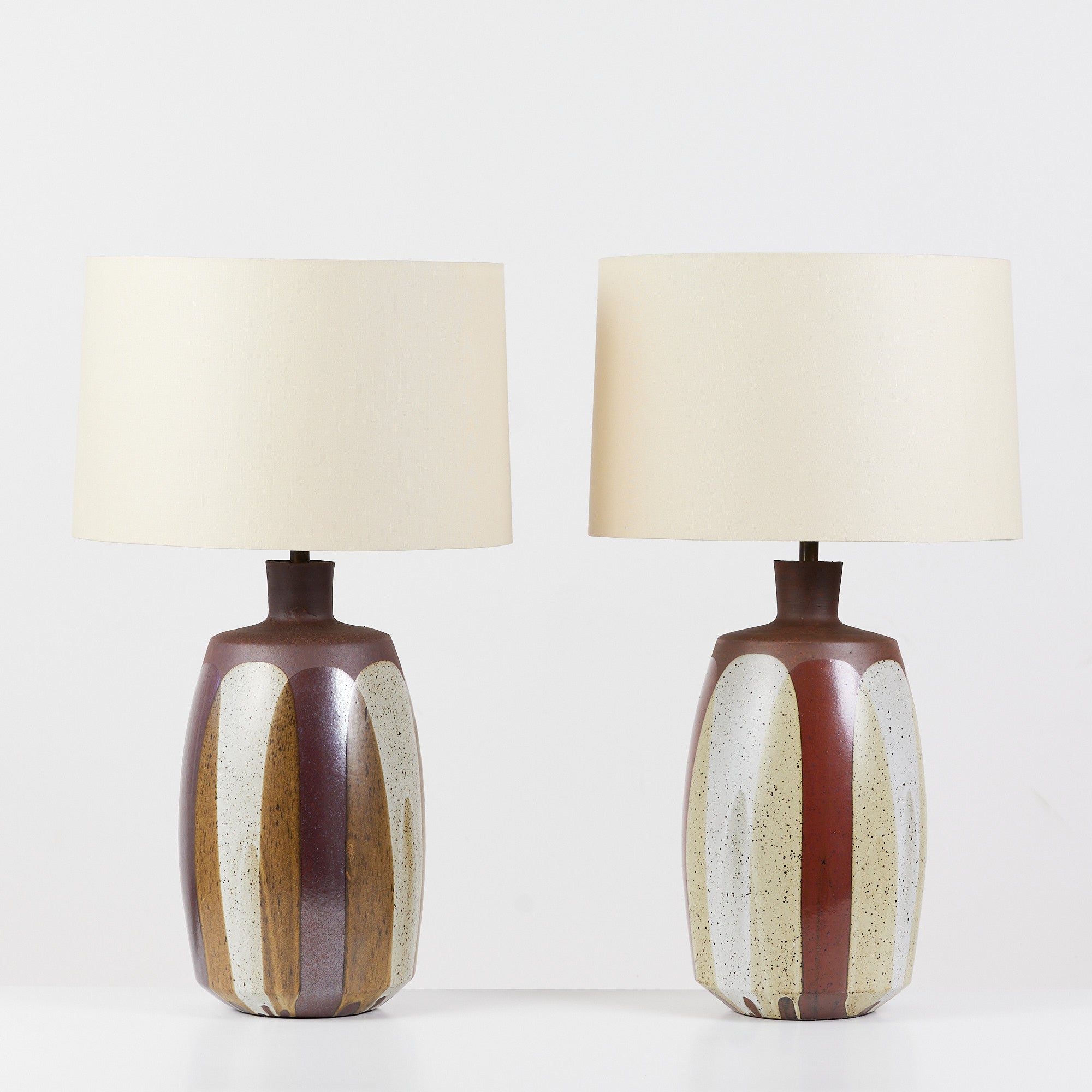 Pair of David Cressey Stoneware Flame Glaze Lamps