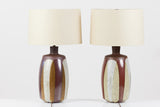 Pair of David Cressey Stoneware Flame Glaze Lamps