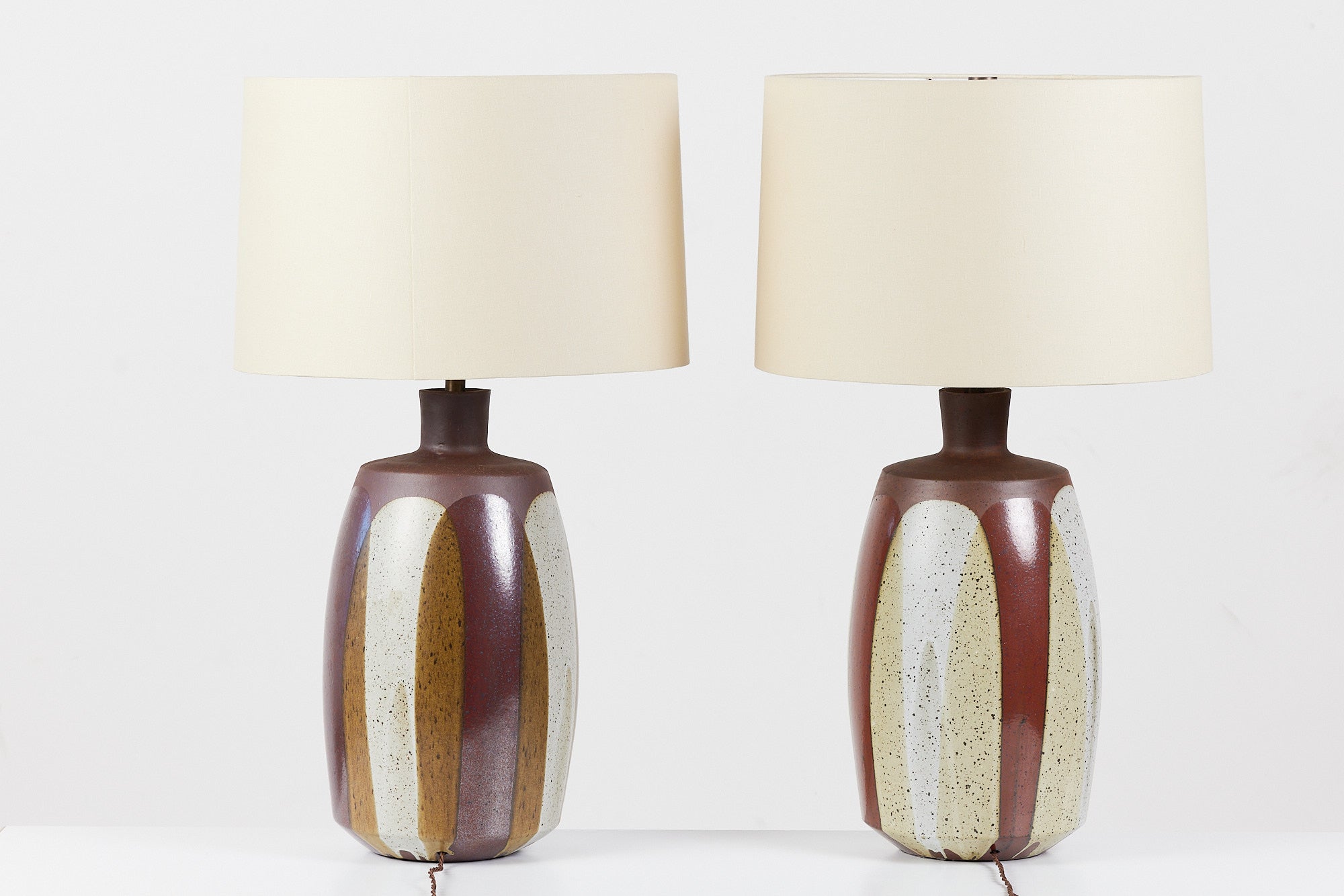 Pair of David Cressey Stoneware Flame Glaze Lamps