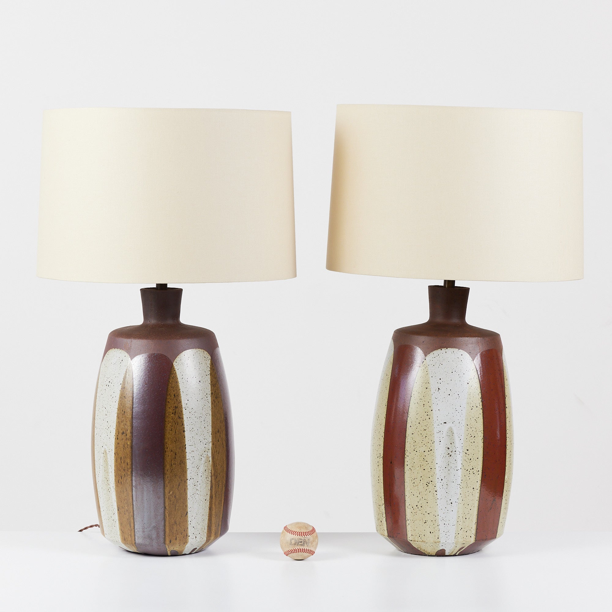 Pair of David Cressey Stoneware Flame Glaze Lamps