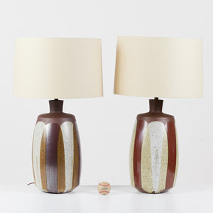 Pair of David Cressey Stoneware Flame Glaze Lamps