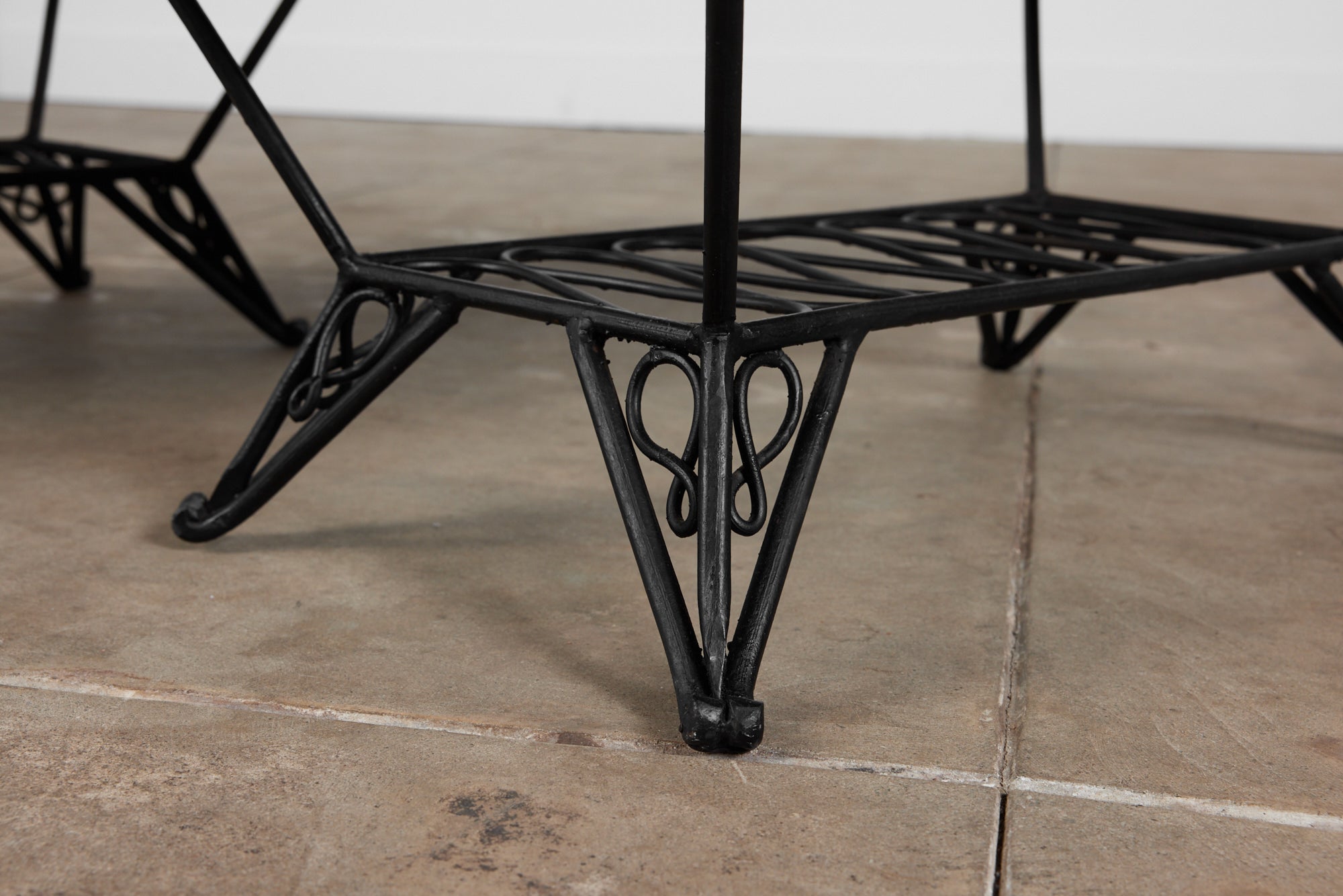 Pair of Salterini Style "Ribbon" Side Tables with Marble Table Tops