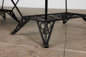 Pair of Salterini Style "Ribbon" Side Tables with Marble Table Tops