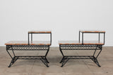 Pair of Salterini Style "Ribbon" Side Tables with Marble Table Tops