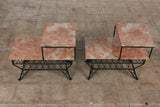 Pair of Salterini Style "Ribbon" Side Tables with Marble Table Tops