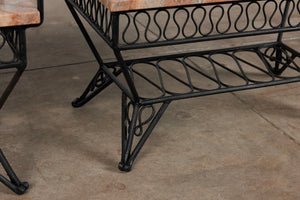 Pair of Salterini Style "Ribbon" Side Tables with Marble Table Tops