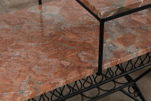 Pair of Salterini Style "Ribbon" Side Tables with Marble Table Tops