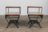 Pair of Salterini Style "Ribbon" Side Tables with Marble Table Tops