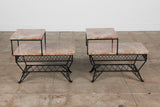 Pair of Salterini Style "Ribbon" Side Tables with Marble Table Tops