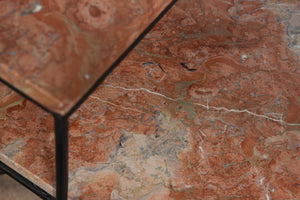 Pair of Salterini Style "Ribbon" Side Tables with Marble Table Tops