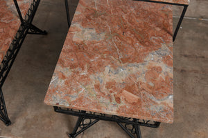 Pair of Salterini Style "Ribbon" Side Tables with Marble Table Tops