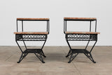 Pair of Salterini Style "Ribbon" Side Tables with Marble Table Tops