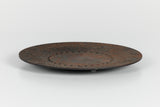 Patinated Metal Dish with Raised Geometric Pattern