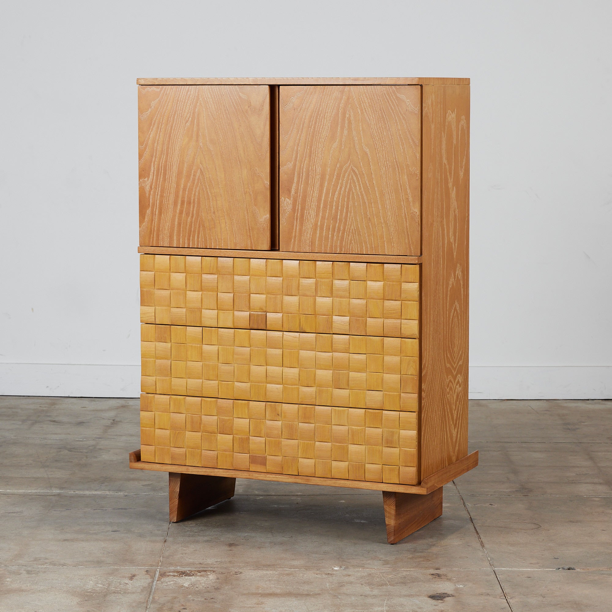 ON HOLD ** Paul Laszlo "Basket Weave" Highboy Dresser for Brown Saltman
