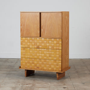 ON HOLD ** Paul Laszlo "Basket Weave" Highboy Dresser for Brown Saltman