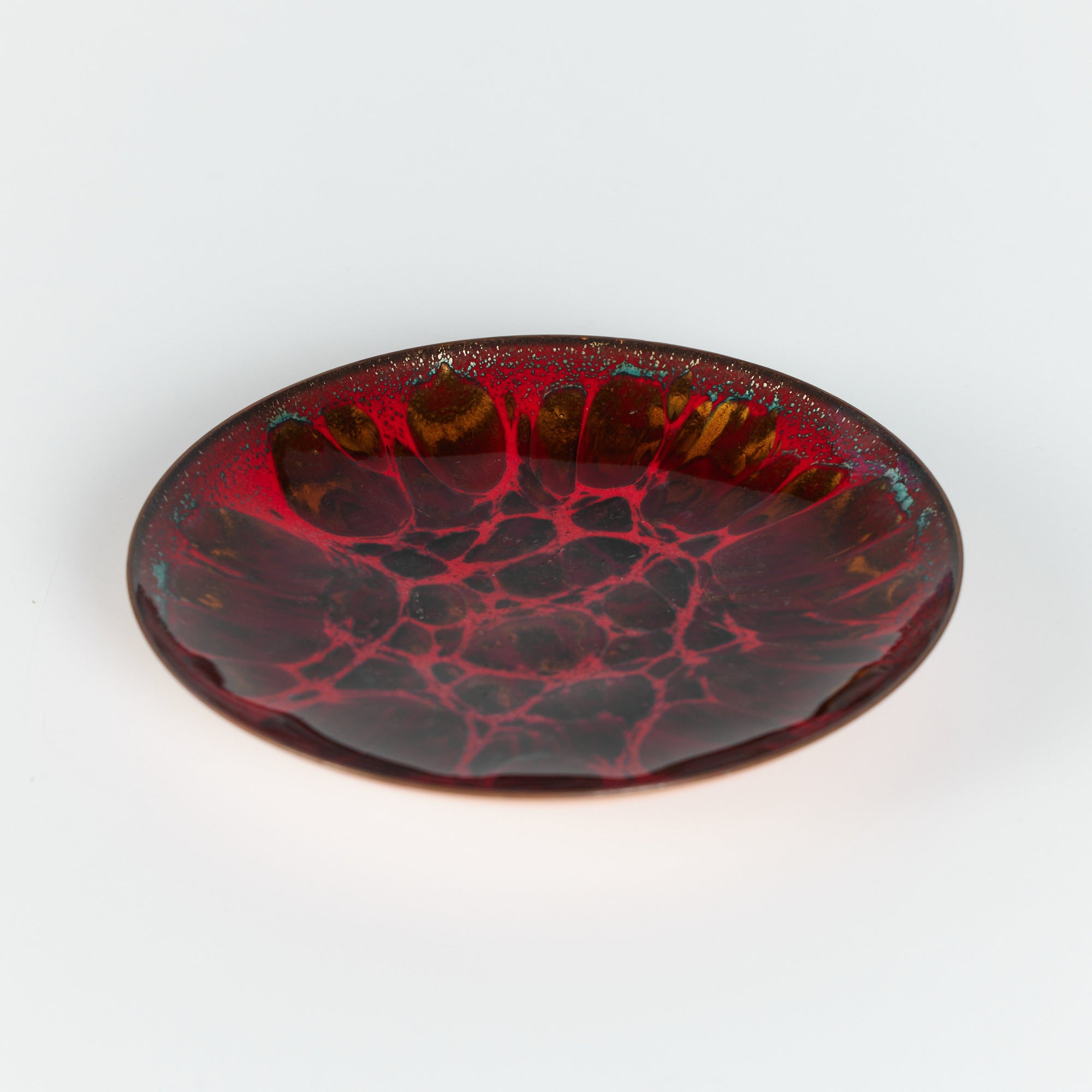 Copper Red Enameled Plate By Win Ng