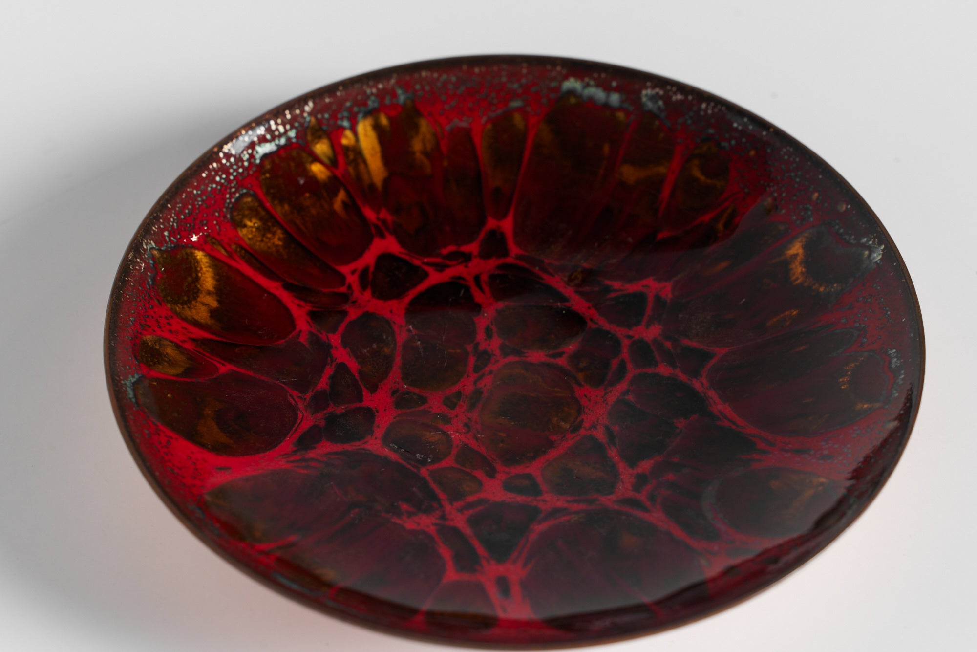 Copper Red Enameled Plate By Win Ng