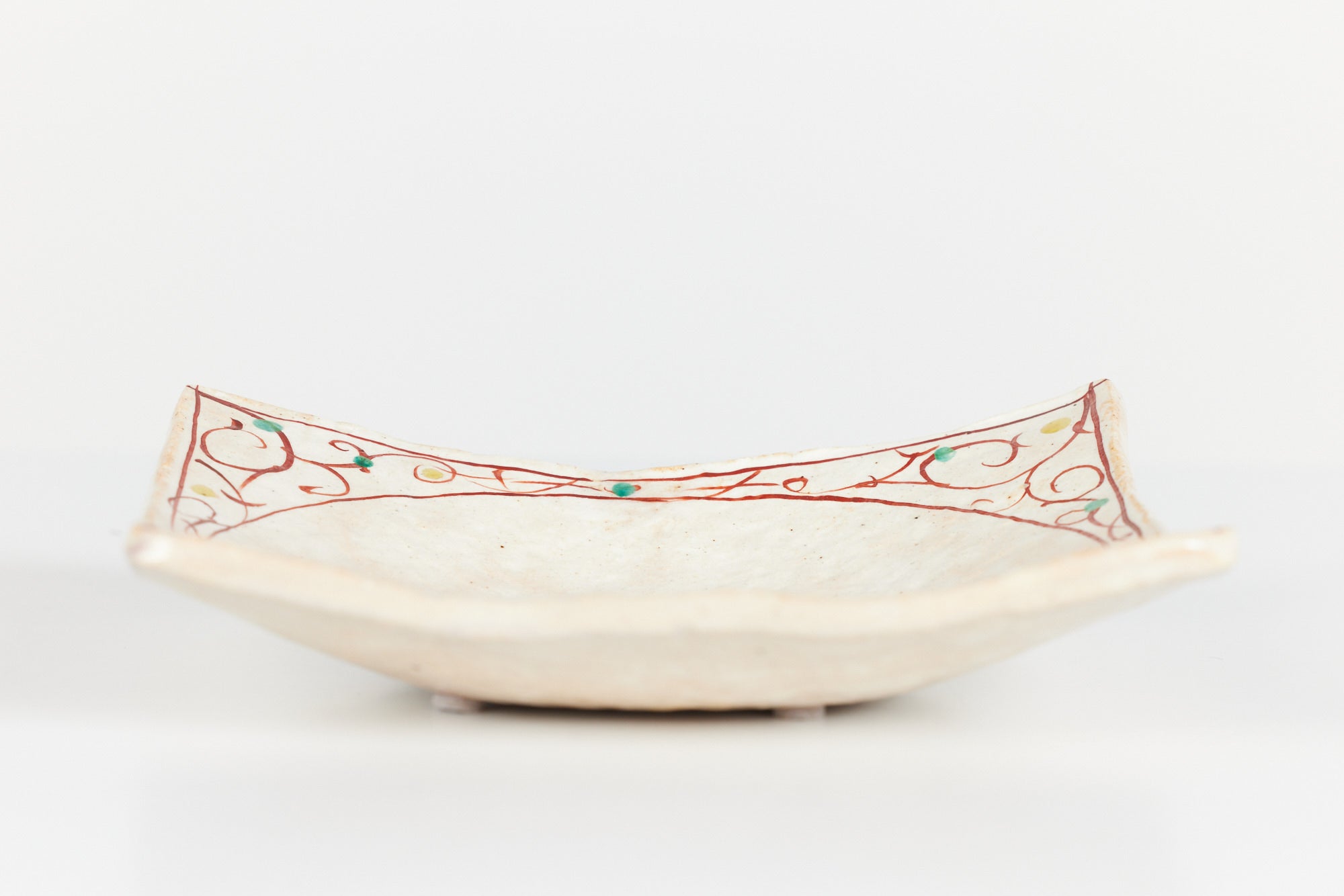 Ceramic Glazed Square Plate with Hand Painted Designs