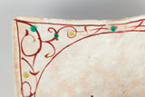 Ceramic Glazed Square Plate with Hand Painted Designs