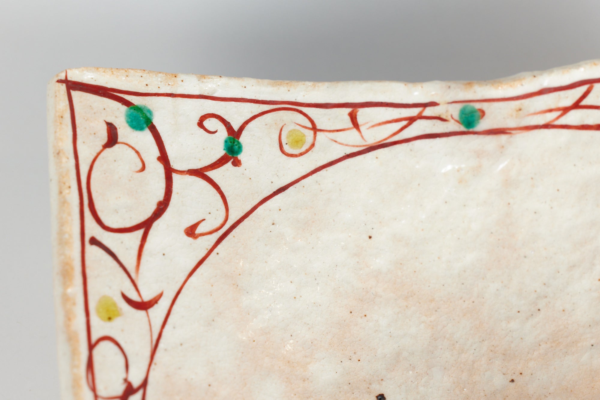 Ceramic Glazed Square Plate with Hand Painted Designs