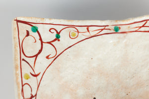 Ceramic Glazed Square Plate with Hand Painted Designs