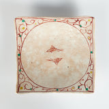 Ceramic Glazed Square Plate with Hand Painted Designs