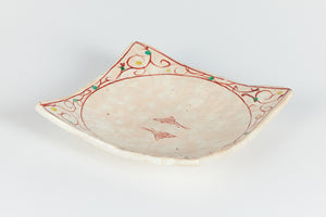 Ceramic Glazed Square Plate with Hand Painted Designs