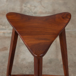 Triangular Studio Craft Tripod Walnut Stool