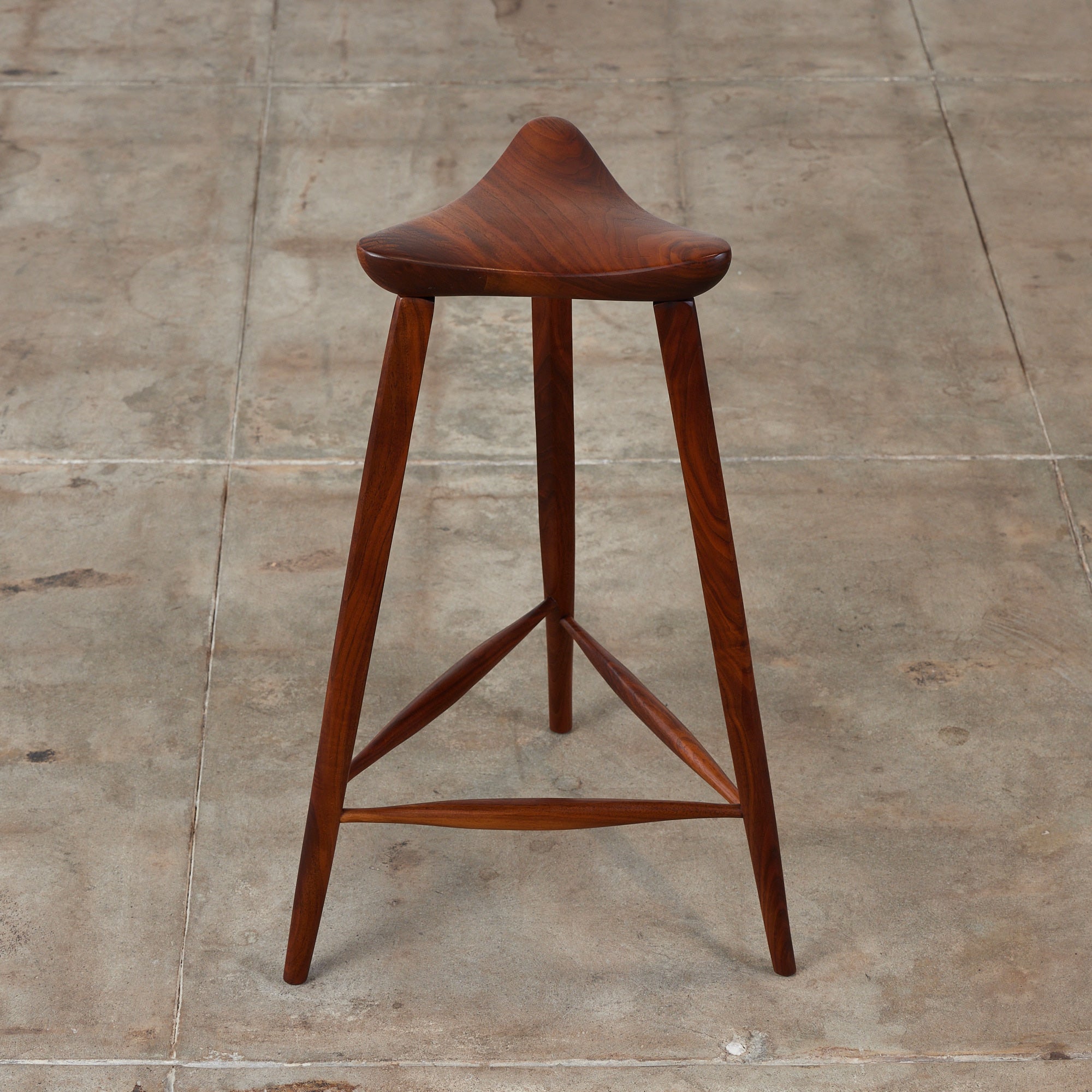 Triangular Studio Craft Tripod Walnut Stool