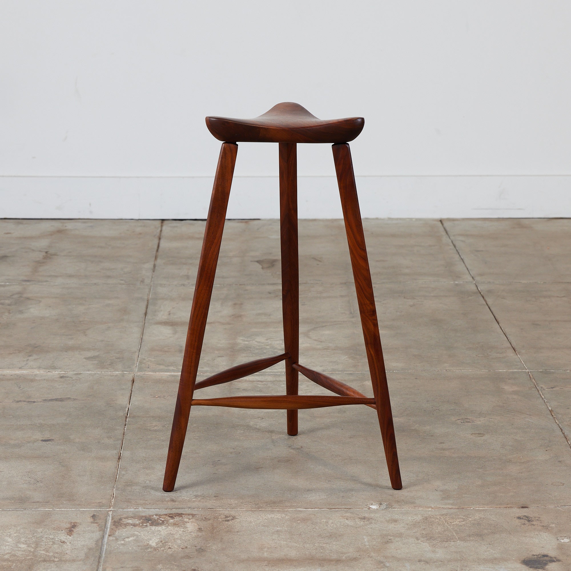 Triangular Studio Craft Tripod Walnut Stool