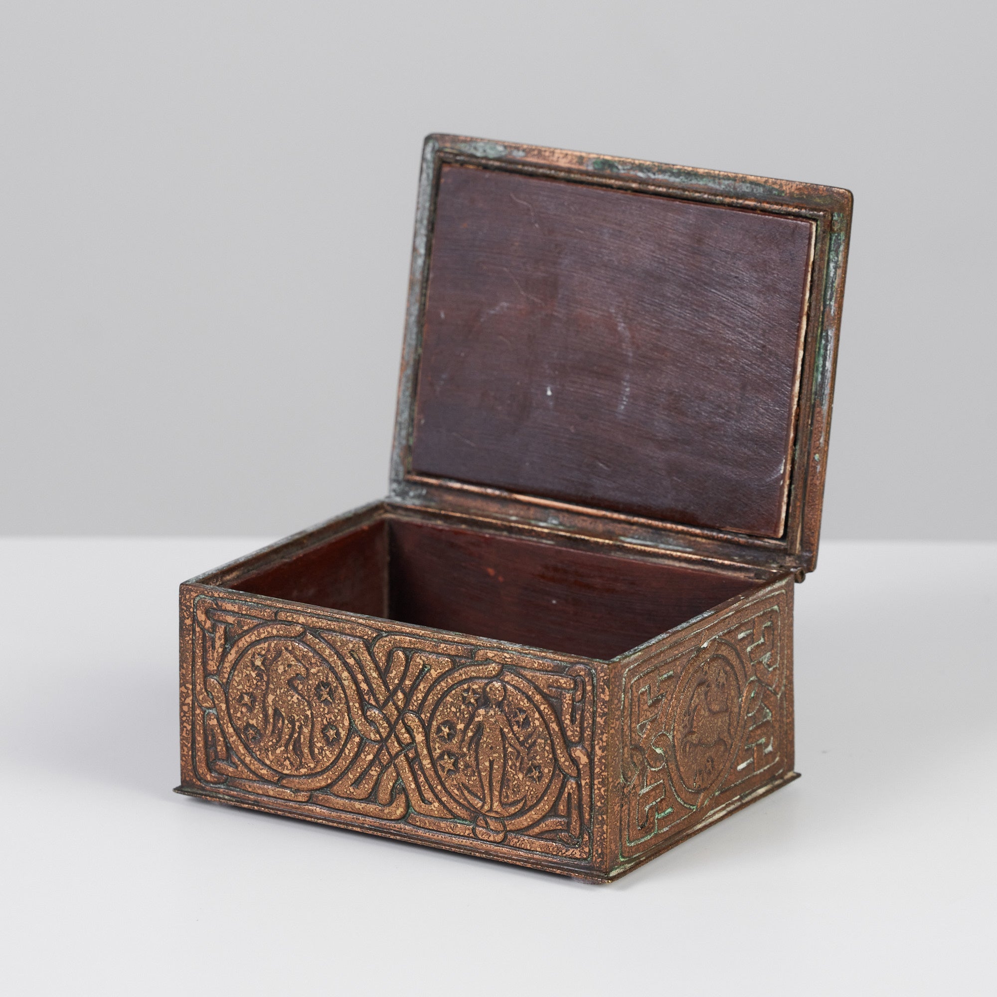 Tiffany Studios Bronze Zodiac Cigarette Box