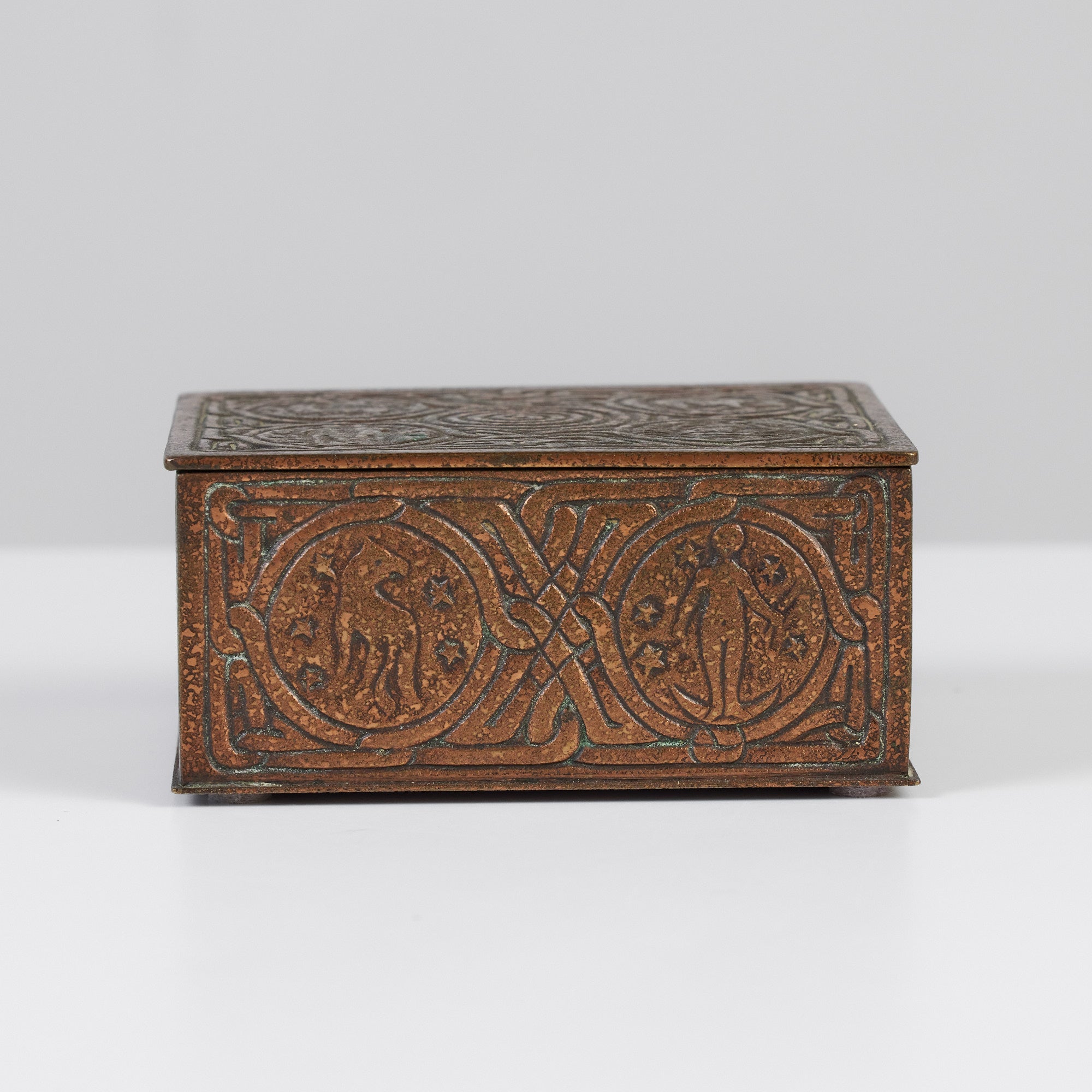 Tiffany Studios Bronze Zodiac Cigarette Box