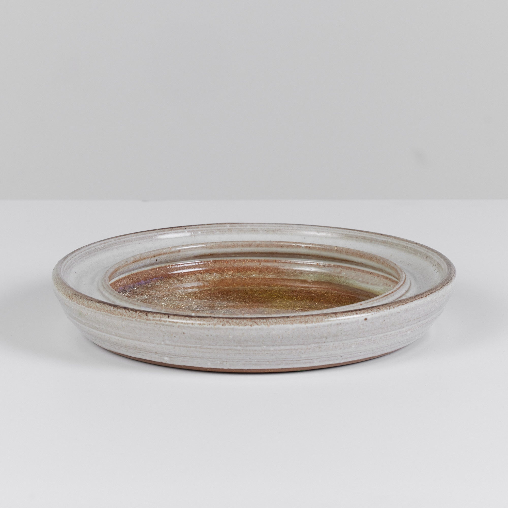 Studio Ceramic Dish with Golden Crushed Glass Inlay