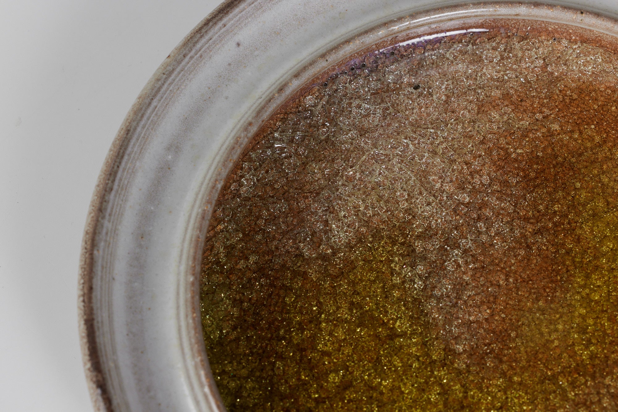 Studio Ceramic Dish with Golden Crushed Glass Inlay