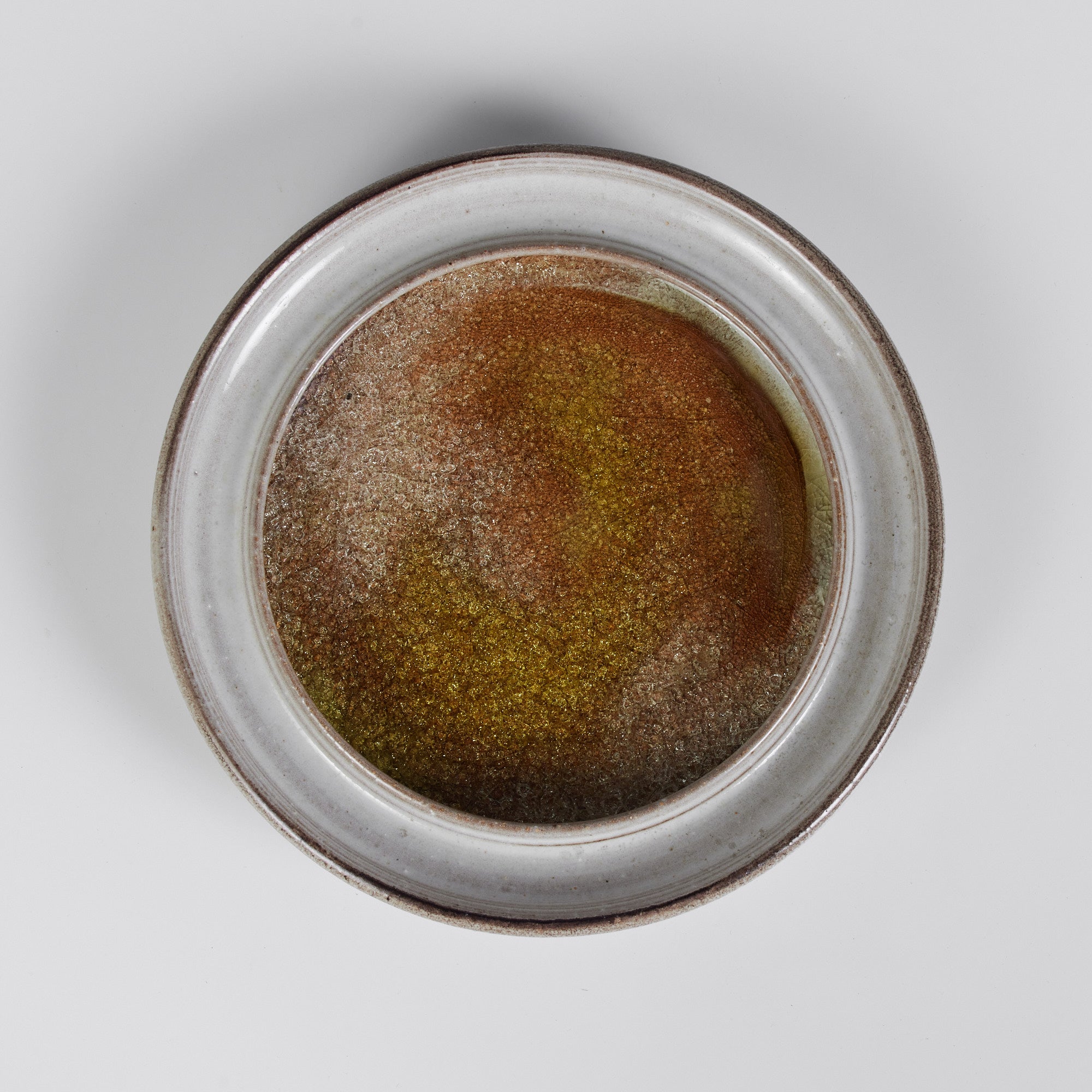 Studio Ceramic Dish with Golden Crushed Glass Inlay