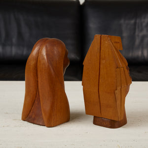 Pair of Wooden Native American Busts
