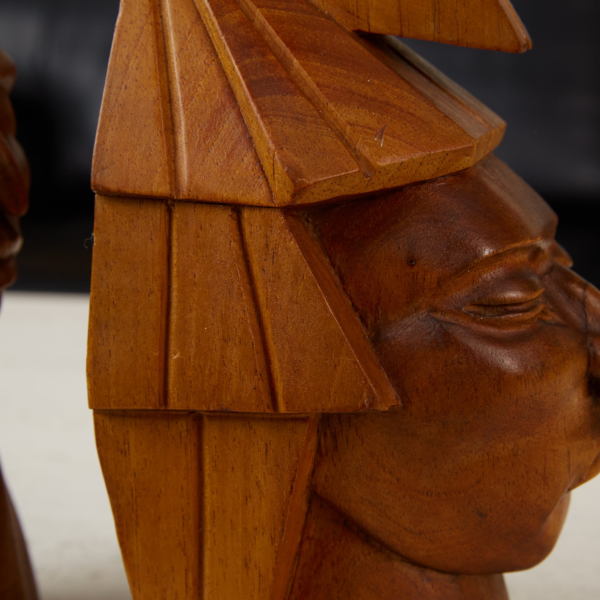 Pair of Wooden Native American Busts