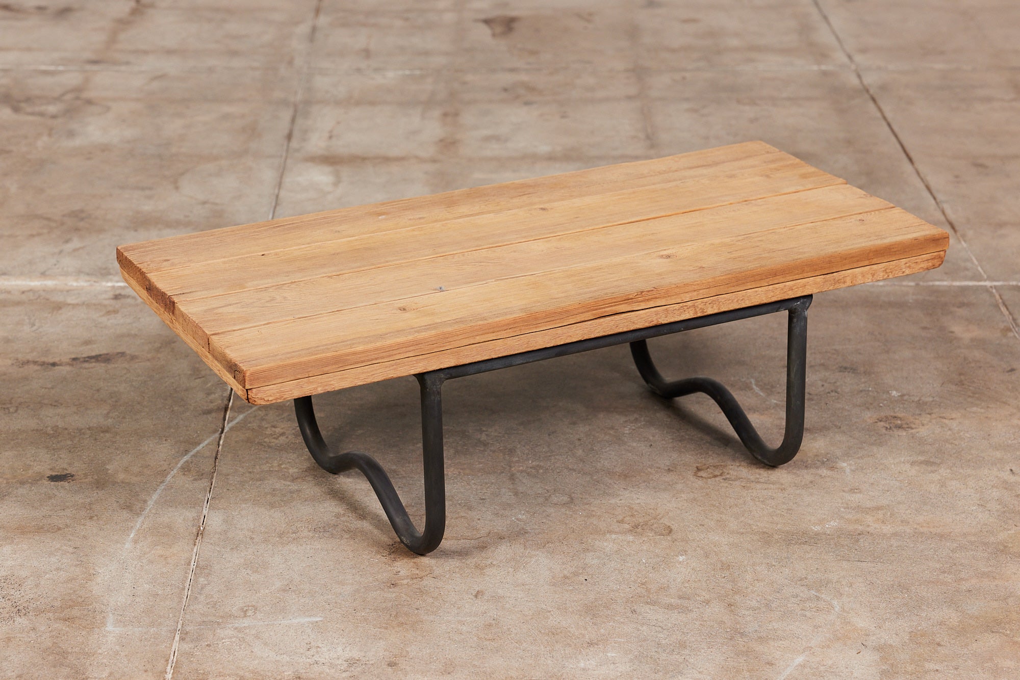 Bronze Patio Beach Table with Wood Top by Walter Lamb for Brown Jordan